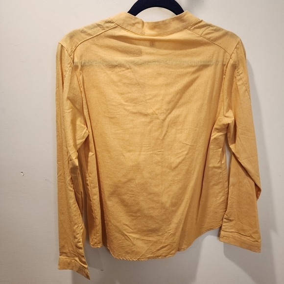 DAYOU women's Yellow Mustard Button Down Shirt size M NWT - Picture 9 of 12